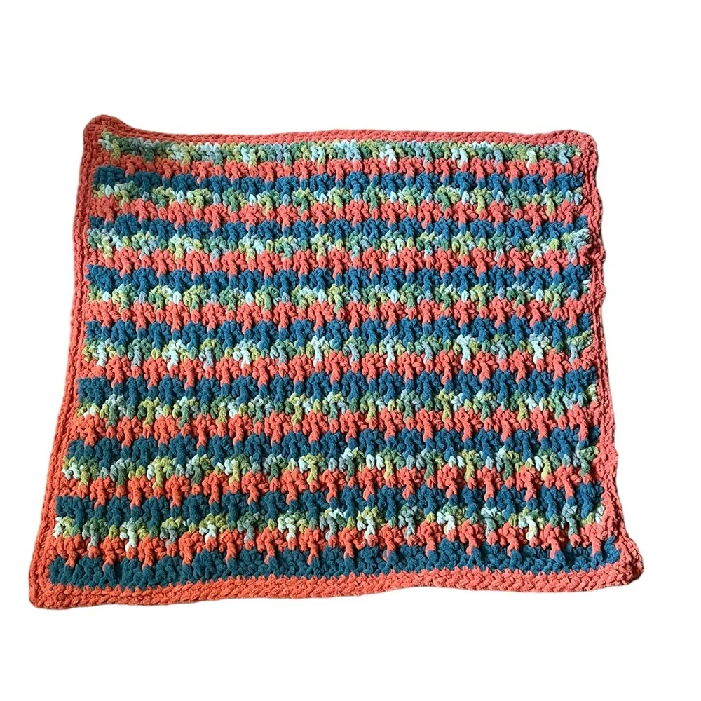 Handmade Jump Stripe Soft Squishy Multicolored Crochet Nursery Baby Blanket
